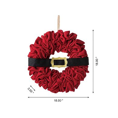 Glitzhome Artificial Christmas Door Wreath, 17.5 Inch Multi-Color Fabric Wreath Decor
