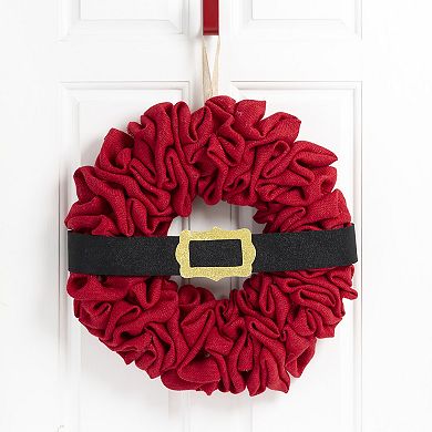 Glitzhome Artificial Christmas Door Wreath, 17.5 Inch Multi-Color Fabric Wreath Decor