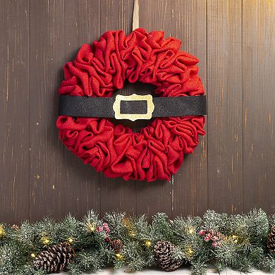 Glitzhome Artificial Christmas Door Wreath, 17.5 Inch Multi-Color Fabric Wreath Decor