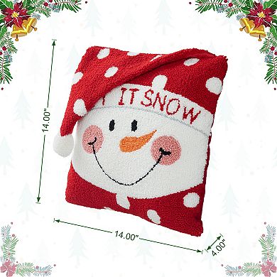 Glitzhome Hooked 3D Pillow, Christmas Throw Pillow, Decorative Pillow 14" L x 14" W