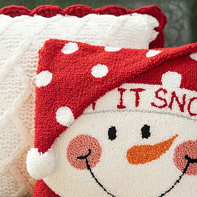 Glitzhome Hooked 3D Pillow, Christmas Throw Pillow, Decorative Pillow 14" L x 14" W