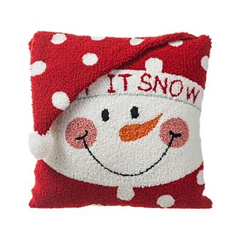 Glitzhome Hooked 3D Pillow, Christmas Throw Pillow, Decorative Pillow 14" L x 14" W