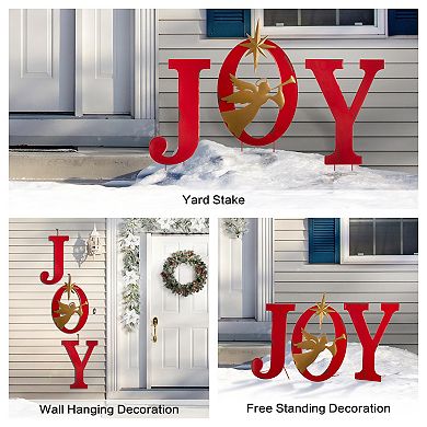 Glitzhome Joy Angel Garden Stakes, 36.02" H Metal Yard Stake Garden Ornaments Patio Decor