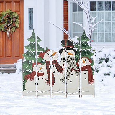 Glitzhome 41.5"h Metal Snowman Family Combo Yard Stake