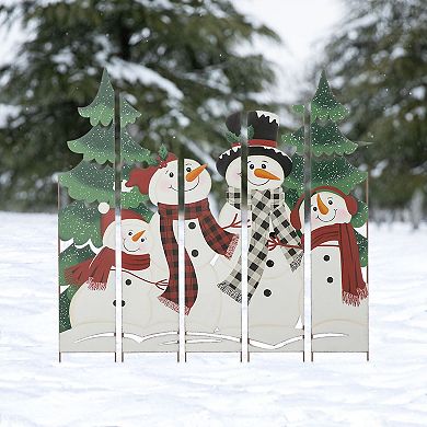 Glitzhome 41.5"h Metal Snowman Family Combo Yard Stake