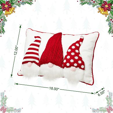 Glitzhome 18''L Christmas Throw Pillow, Decorative 3D Heavy Cotton Knitted Gnome Pillow