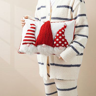 Glitzhome 18''L Christmas Throw Pillow, Decorative 3D Heavy Cotton Knitted Gnome Pillow