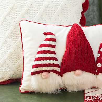 Glitzhome 18''L Christmas Throw Pillow, Decorative 3D Heavy Cotton Knitted Gnome Pillow