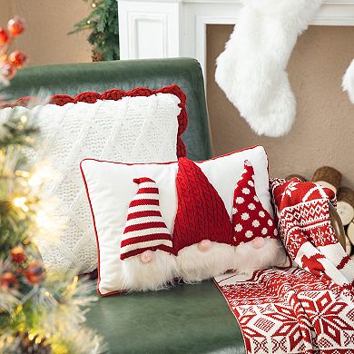 Glitzhome 18''L Christmas Throw Pillow, Decorative 3D Heavy Cotton Knitted Gnome Pillow