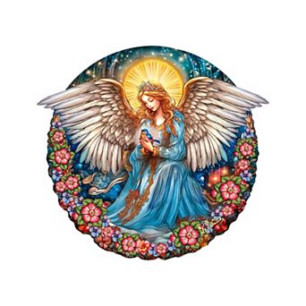 Guardian Angel of Serenity Holiday 20-Inch Handcrafted Wooden Door Hanger & Wall Art by G. DeBrekht