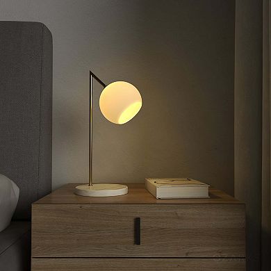 Ozarke Serenity Marble Table Lamp Modern Globe Glass Bedside Lamp With Marble Base