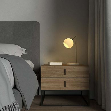 Ozarke Serenity Marble Table Lamp Modern Globe Glass Bedside Lamp With Marble Base