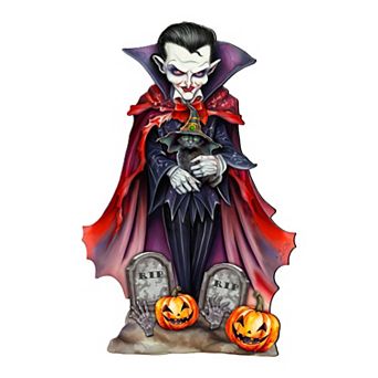 Dracula Halloween 19-Inch Handcrafted Wooden Door Hanger & Wall Art by G. DeBrekht