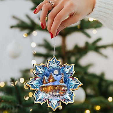 Waiting For Christmas Snowflake Wooden Christmas Ornaments Set Of 3 By G. Debrekht