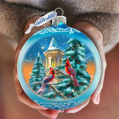 Cardinal Night Serenade Large Glass Ornament By G. Debrekht