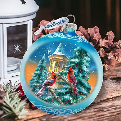 Cardinal Night Serenade Large Glass Ornament By G. Debrekht