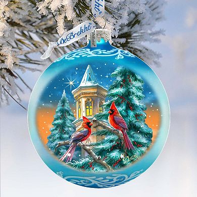 Cardinal Night Serenade Large Glass Ornament By G. Debrekht