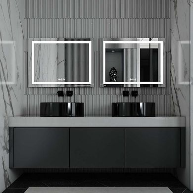 Ozarke Aurora LED Vanity Mirror with Aluminum Frame and Anti-fog feature