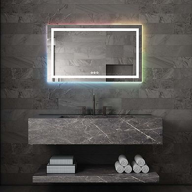 Ozarke Aurora LED Vanity Mirror with Aluminum Frame and Anti-fog feature