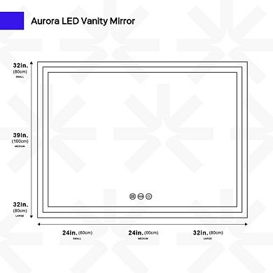Ozarke Aurora LED Vanity Mirror with Aluminum Frame and Anti-fog feature