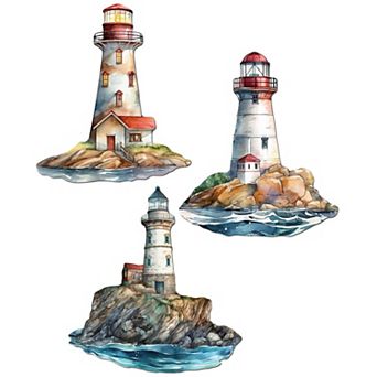 Lighthouse Wooden Clip-on Ornaments Set Of 3 By G. Debrekht