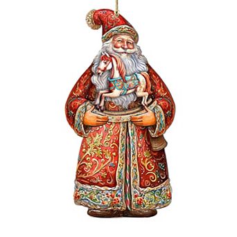 Santa's Nostalgic Rocking Horse Wooden Christmas Ornaments By G. Debrekht