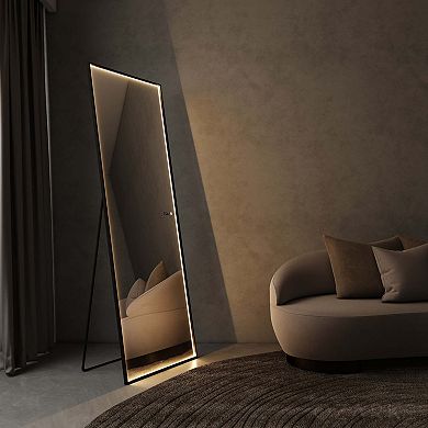 Ozarke Floor LED Vanity Mirror, Free Standing And Wall Mounted Mirror