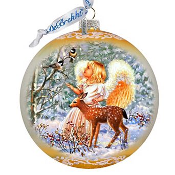 Guardian Angel Fawn Large Glass Ornament By D. Gelsinger