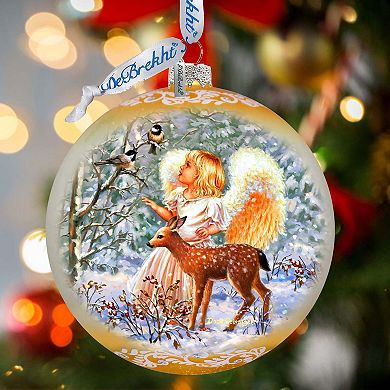 Guardian Angel Fawn Large Glass Ornament By D. Gelsinger