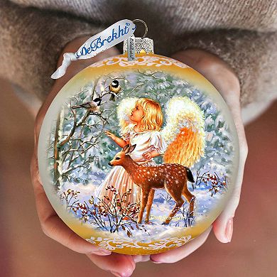 Guardian Angel Fawn Large Glass Ornament By D. Gelsinger