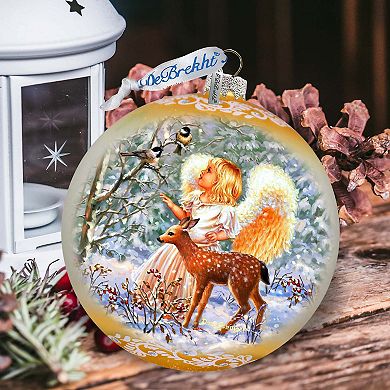 Guardian Angel Fawn Large Glass Ornament By D. Gelsinger