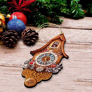 Miniature Clock Wooden Christmas Ornaments Set Of 3 By G. Debrekht