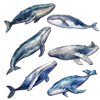Coastal Giants Humpback Whales Wooden Clip-on Ornaments Set Of 6 By G. Debrekht