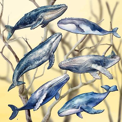 Coastal Giants Humpback Whales Wooden Clip-on Ornaments Set Of 6 By G. Debrekht