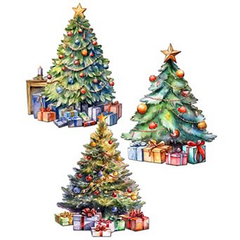 Christmas Tree Wooden Clip-on Ornaments Set Of 3 By G. Debrekht