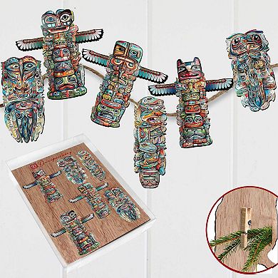 Spirit Of The Totem Wooden Clip-on Ornaments Set Of 6 By G. Debrekht
