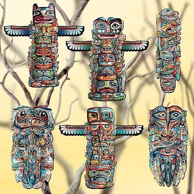 Spirit Of The Totem Wooden Clip-on Ornaments Set Of 6 By G. Debrekht