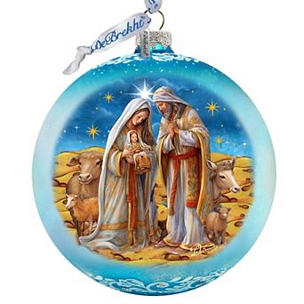Betlehem's Miracle In Blue Large Glass Ornament By G. Debrekht