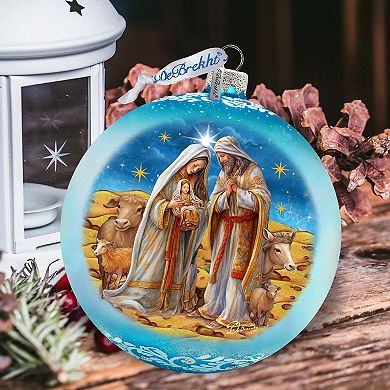 Betlehem's Miracle In Blue Large Glass Ornament By G. Debrekht