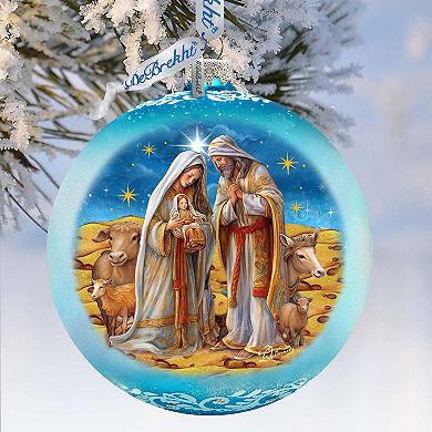 Betlehem's Miracle In Blue Large Glass Ornament By G. Debrekht