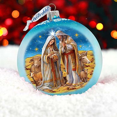 Betlehem's Miracle In Blue Large Glass Ornament By G. Debrekht