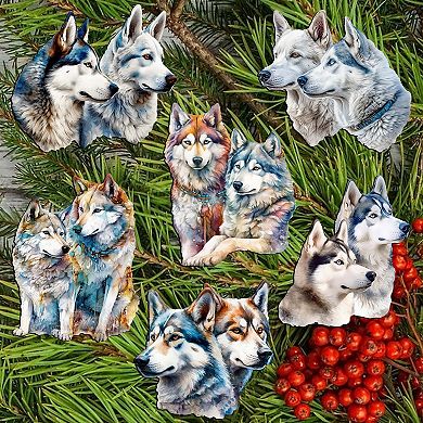 The Graceful Huskies Wooden Clip-on Ornaments Set Of 6 By G. Debrekht