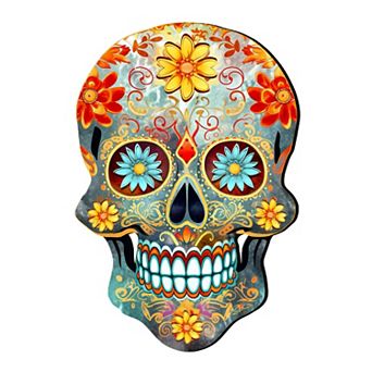 Sugar Skull Holiday 23-Inch Handcrafted Wooden Door Hanger & Wall Art by G. DeBrekht