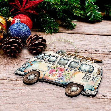 Surf Vans Wooden Christmas Ornaments Set Of 3 By G. Debrekht