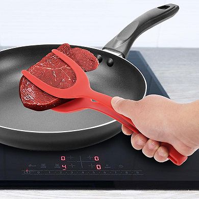 2 in 1 Grip and Flip Spatula Tongs Egg Flipper Tong