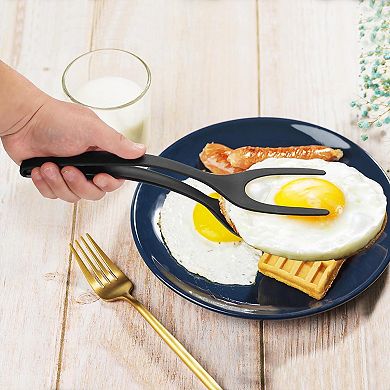 2 in 1 Grip and Flip Spatula Tongs Egg Flipper Tong