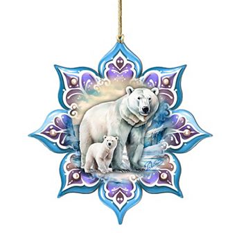 Polar Bear Snowflake Wooden Christmas Ornaments By G. Debrekht