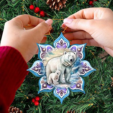 Polar Bear Snowflake Wooden Christmas Ornaments By G. Debrekht