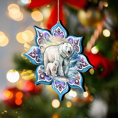 Polar Bear Snowflake Wooden Christmas Ornaments By G. Debrekht