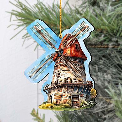 Windmill Wooden Christmas Ornaments By G. Debrekht
